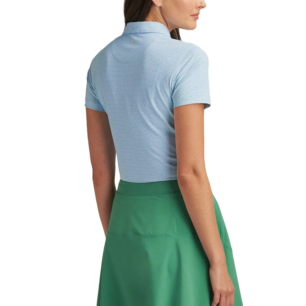 Peter Millar Women'S Trillium Neat Performance Stretch Jersey Golf Shirt - Cottage Blue Dare to Lead