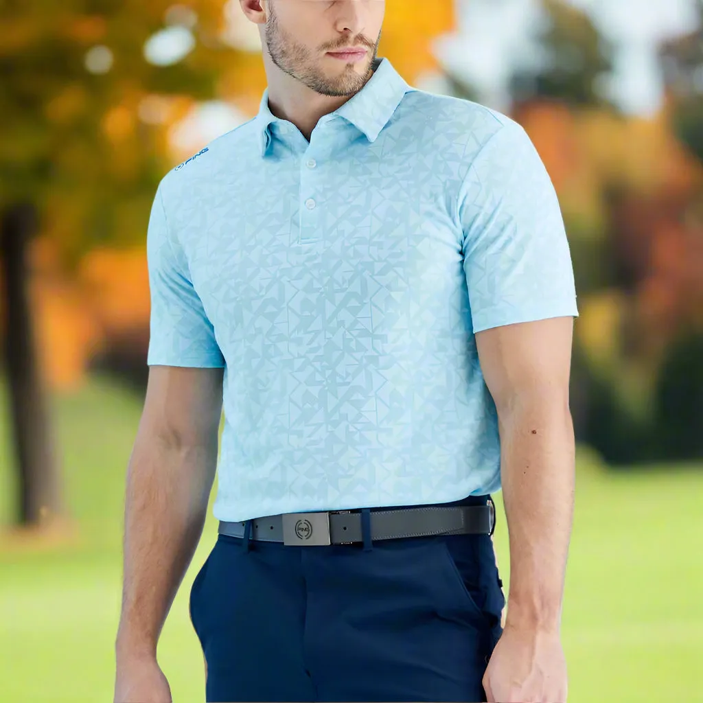 Labor Day Sale Redefine Classic Ping Geo-Camo Polo Shirt - Crystal Blue