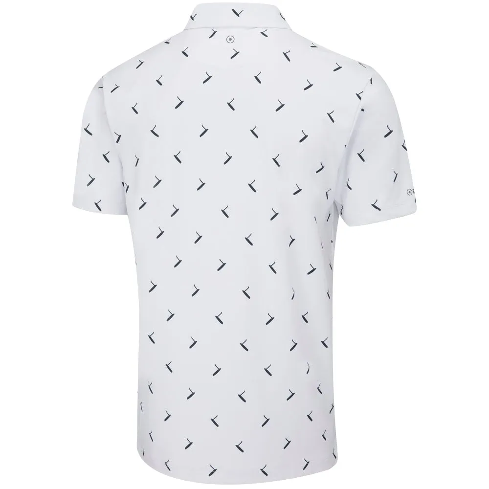 Ping Gold Putter Printed Polo Shirt - White/Navy Multi Designed to Dominate