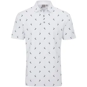 Gear Up and Go Ping Gold Putter Printed Polo Shirt - White/Navy Multi