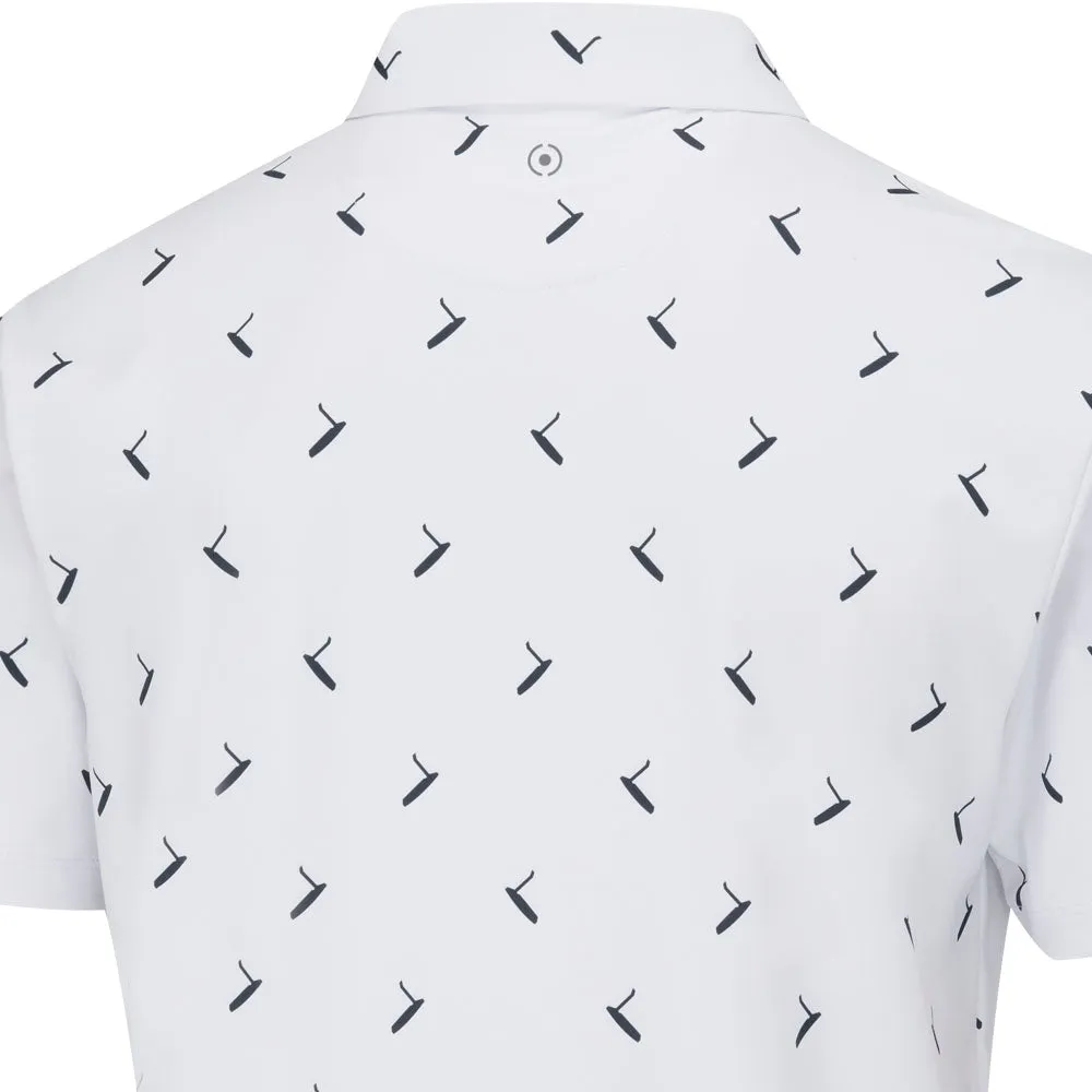 Cyber Monday Sale Designed to Dominate Ping Gold Putter Printed Polo Shirt - White/Navy Multi