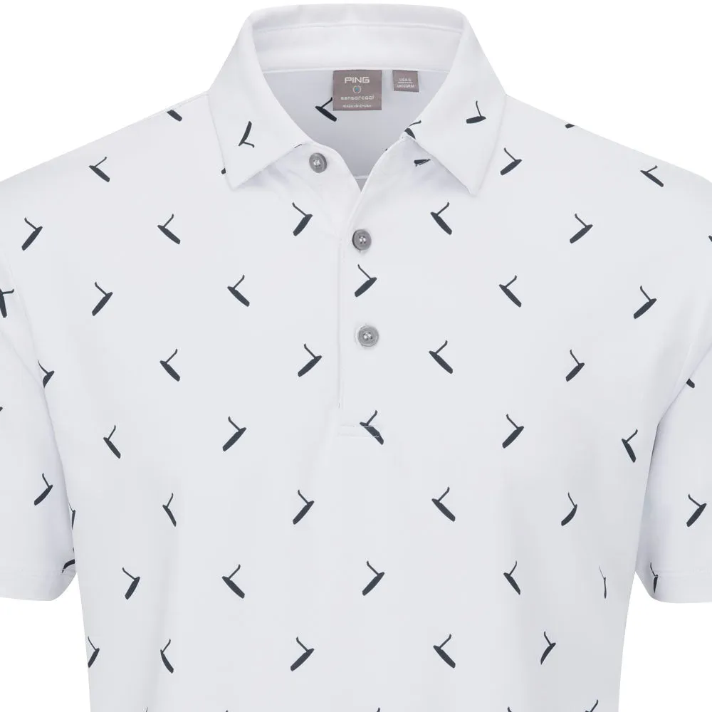 Black Friday Deal Ping Gold Putter Printed Polo Shirt - White/Navy Multi