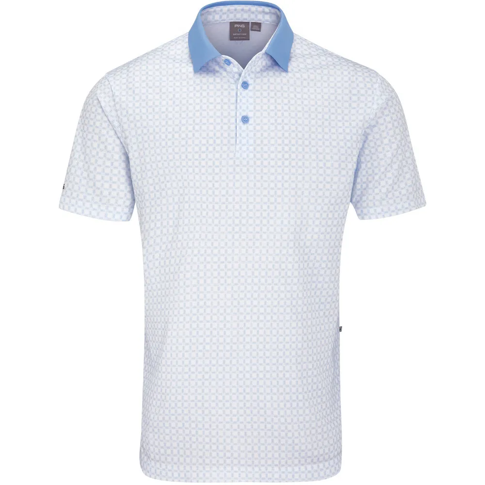 Ping Jared Polo Shirt - White/Cornflower Blue Own Every Step