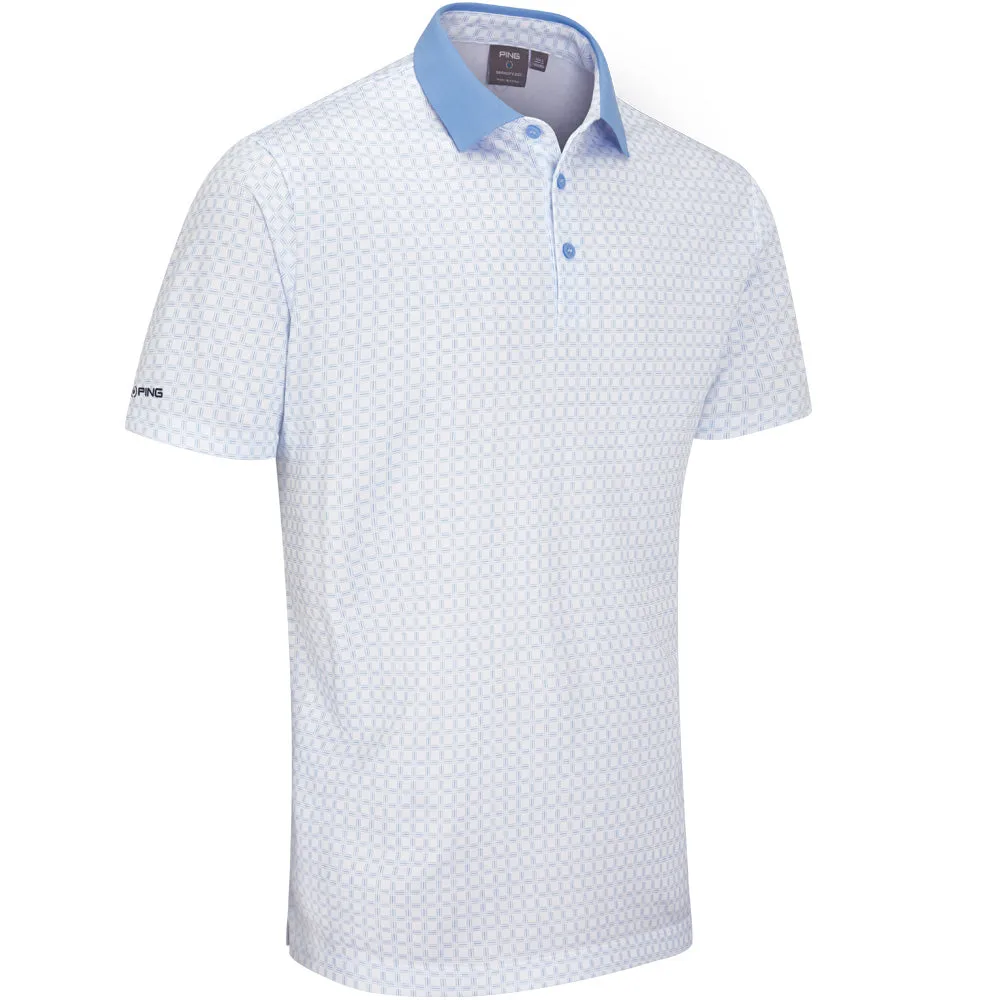 Stride with Confidence Define Your Own Way Ping Jared Polo Shirt - White/Cornflower Blue