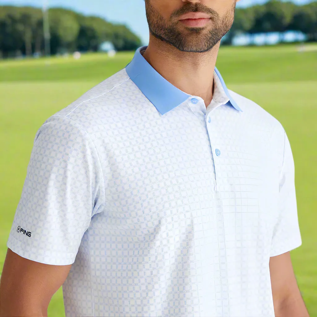 Economical Ping Jared Polo Shirt - White/Cornflower Blue