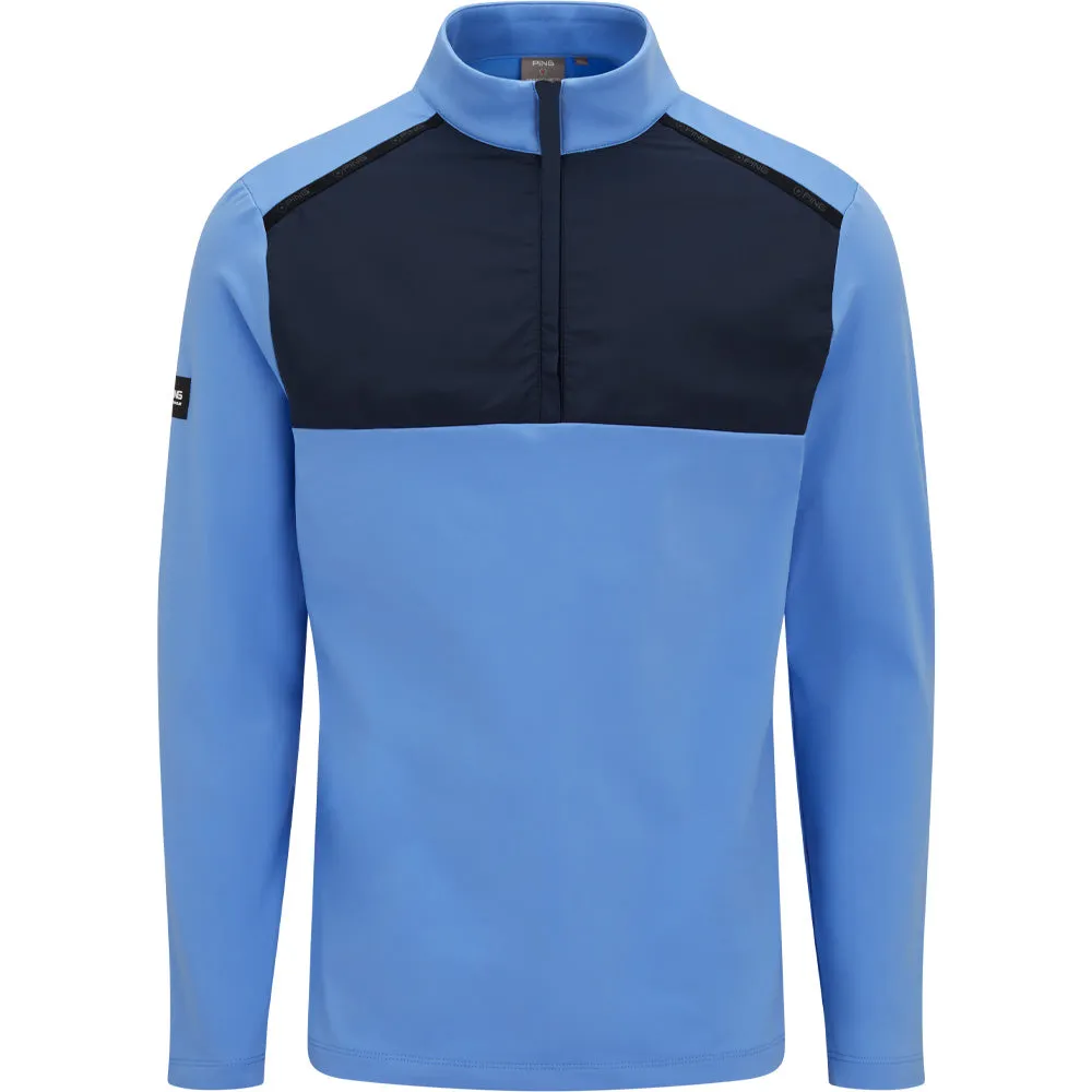 Limited Time Offer No Limits, Just Style Ping Keeton 1/2 Zip Mid Layer  - Cornflower Blue/Navy