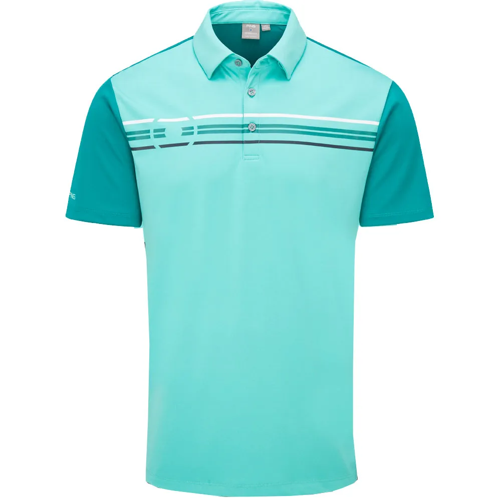 Ping Morten Sensorcool Polo Shirt - Aquarius/Everglade Game-Changer Footwear