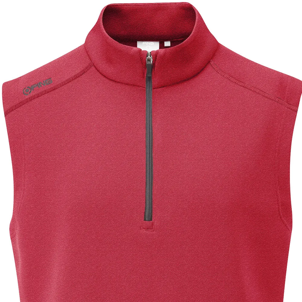 Ping Ramsey 1/2 Zip Gilet - Rich Red Marl Christmas Eve Sale
