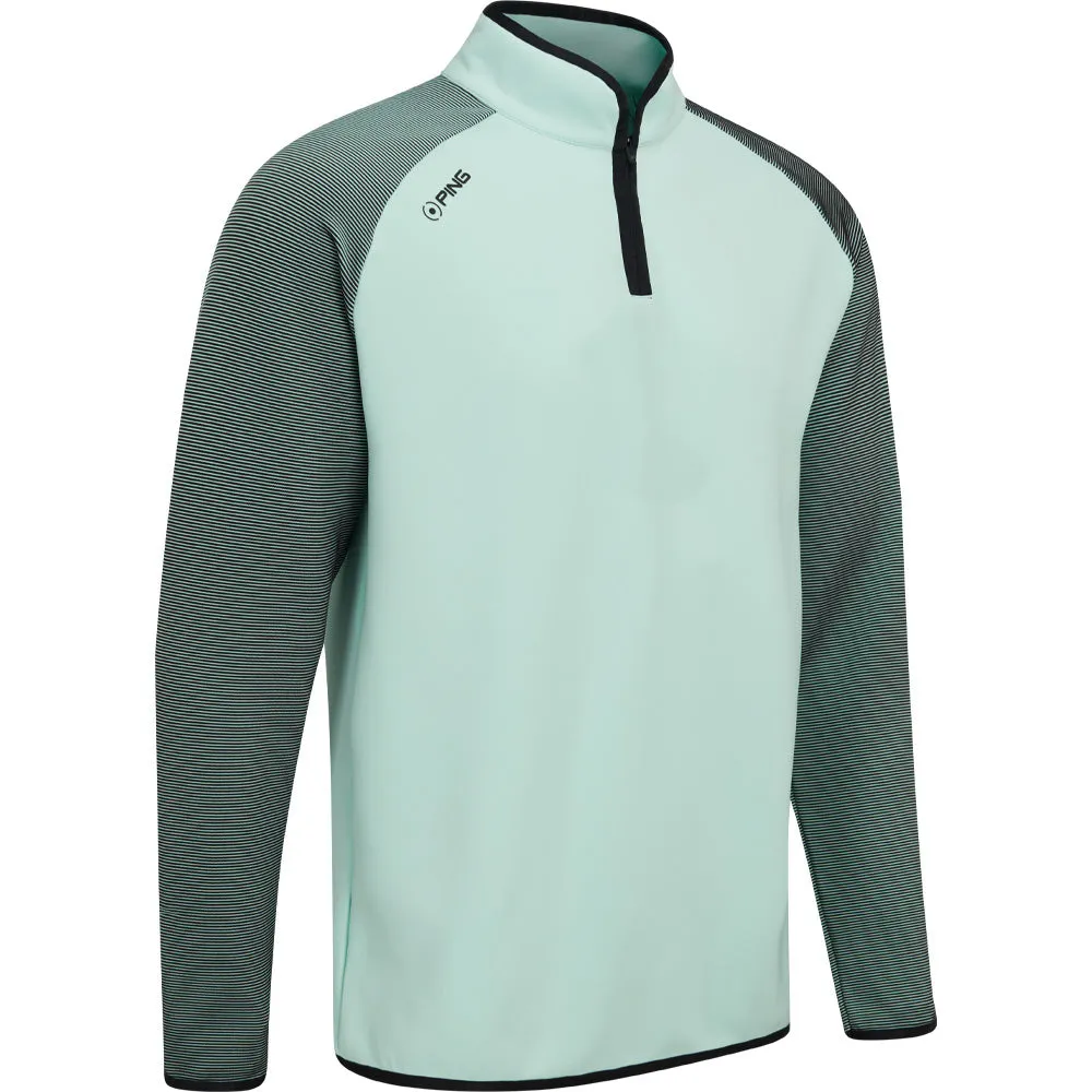 All Eyes on You Walk with Power Ping Strio 1/2 Zip Mid Layer  - Misty Green/Black