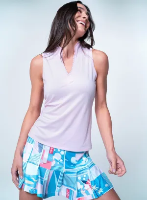 Step Out Boldly Pleated Placket Textured Sleeveless
