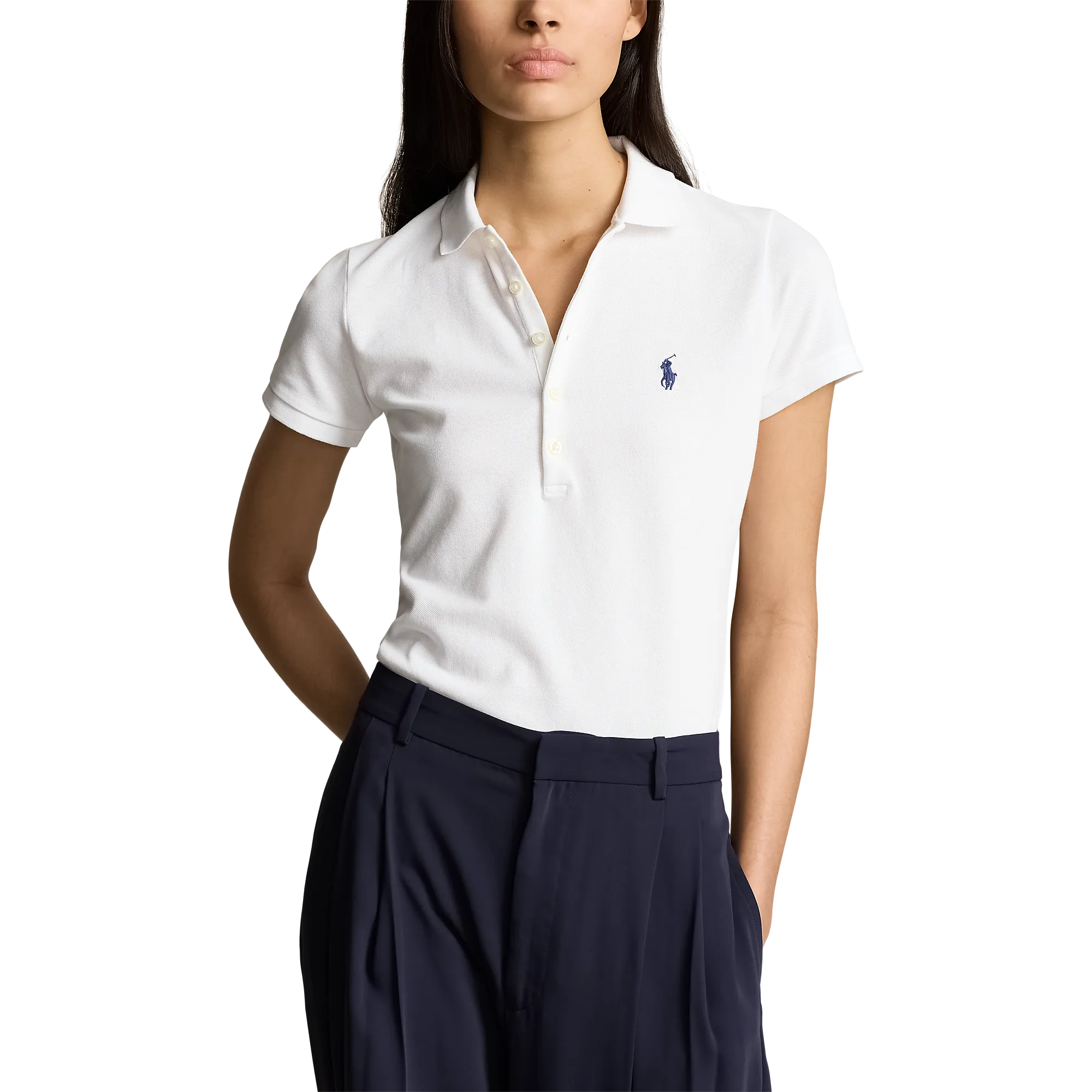 Gear Up and Go Polo Performance Ralph Lauren Women'S Cotton Tailored Fit Polo Shirt - Pure White