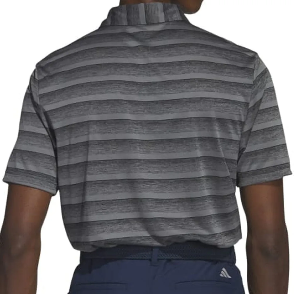 Adidas 2 Colour Stripe Polo Shirt - Black/Grey Four Steal