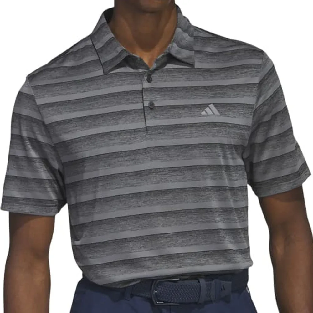 Adidas 2 Colour Stripe Polo Shirt - Black/Grey Four Made to Move Christmas Eve Sale