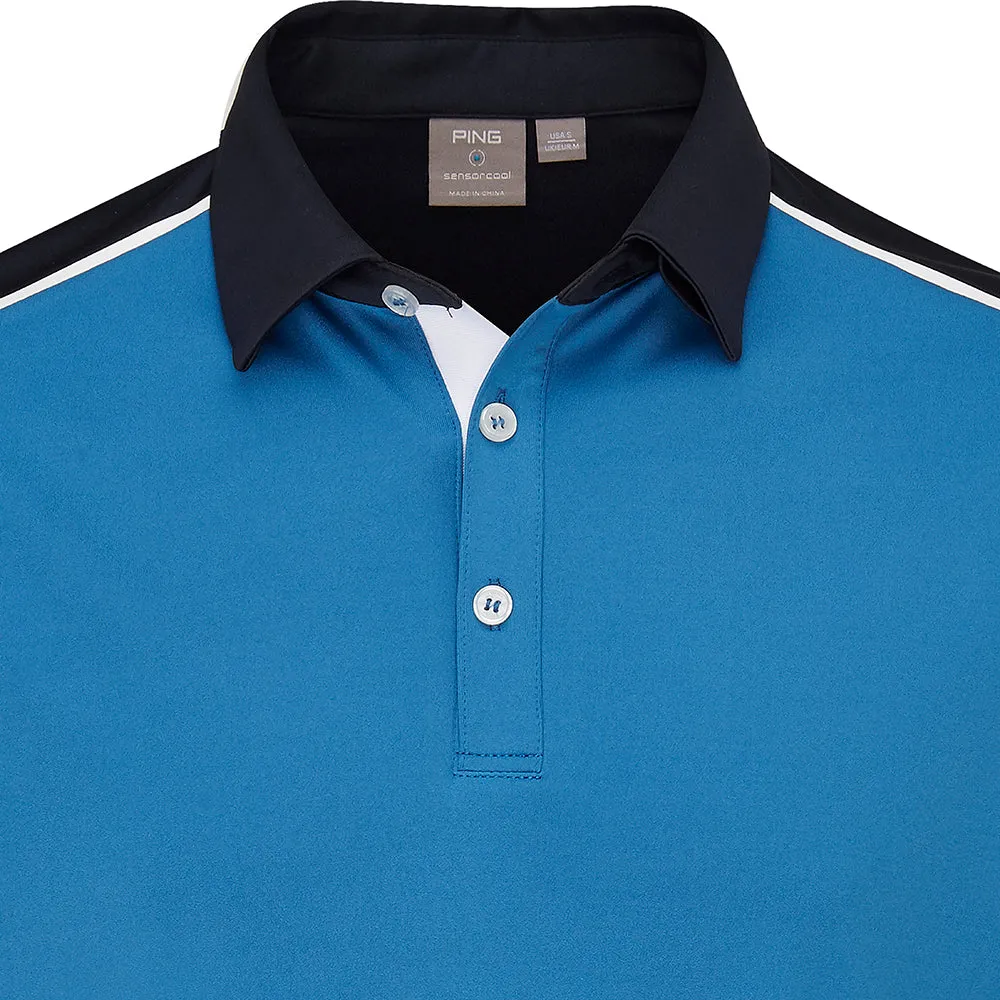 Ping Mack Sensorcool Polo Shirt - Danube/Navy Step Into Strength Bring the Heat