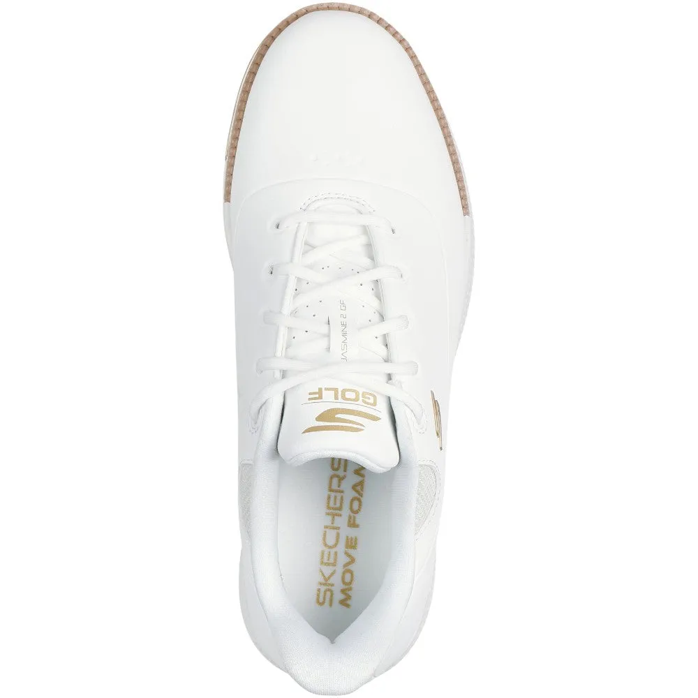 Skechers Go Golf Jasmine 2 Ladies Spikeless Waterproof Shoes - White/Gold Fuel Your Fire