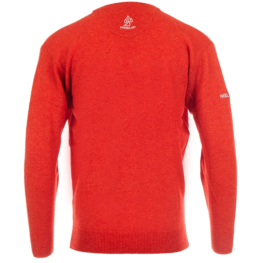 Proquip Lambswool Water Repellent V Neck Golf Sweater - Inferno Rise Every Time Define Your Own Way