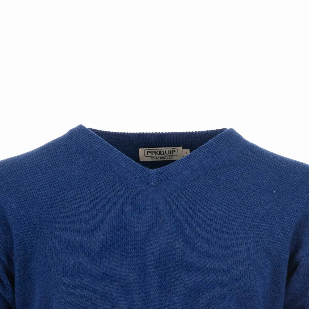 Dress from the Feet Up Proquip Lambswool Water Repellent V Neck Golf Sweater - Persian Blue
