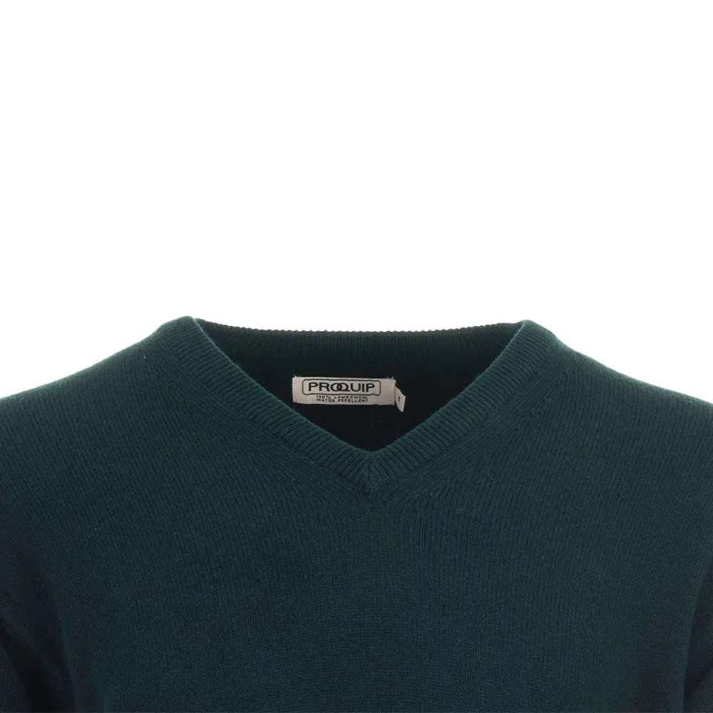 Proquip Lambswool Water Repellent V Neck Golf Sweater - Tartan Green Footwear for the Fearless All Saints' Day Sale