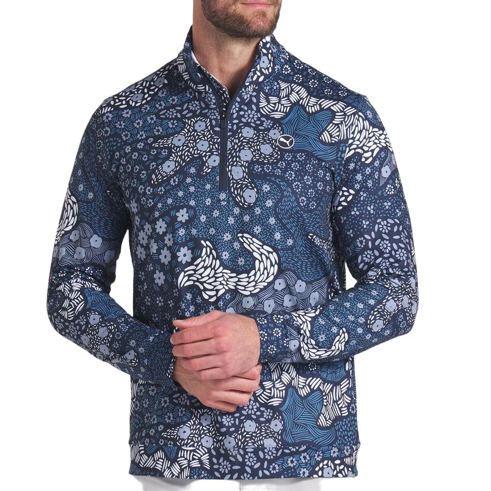 Puma Cloudspun Bloom Camo 1/4 Zip Sweater - Deep Navy/Filtered Ash Limited Time Offer Step Into Strength