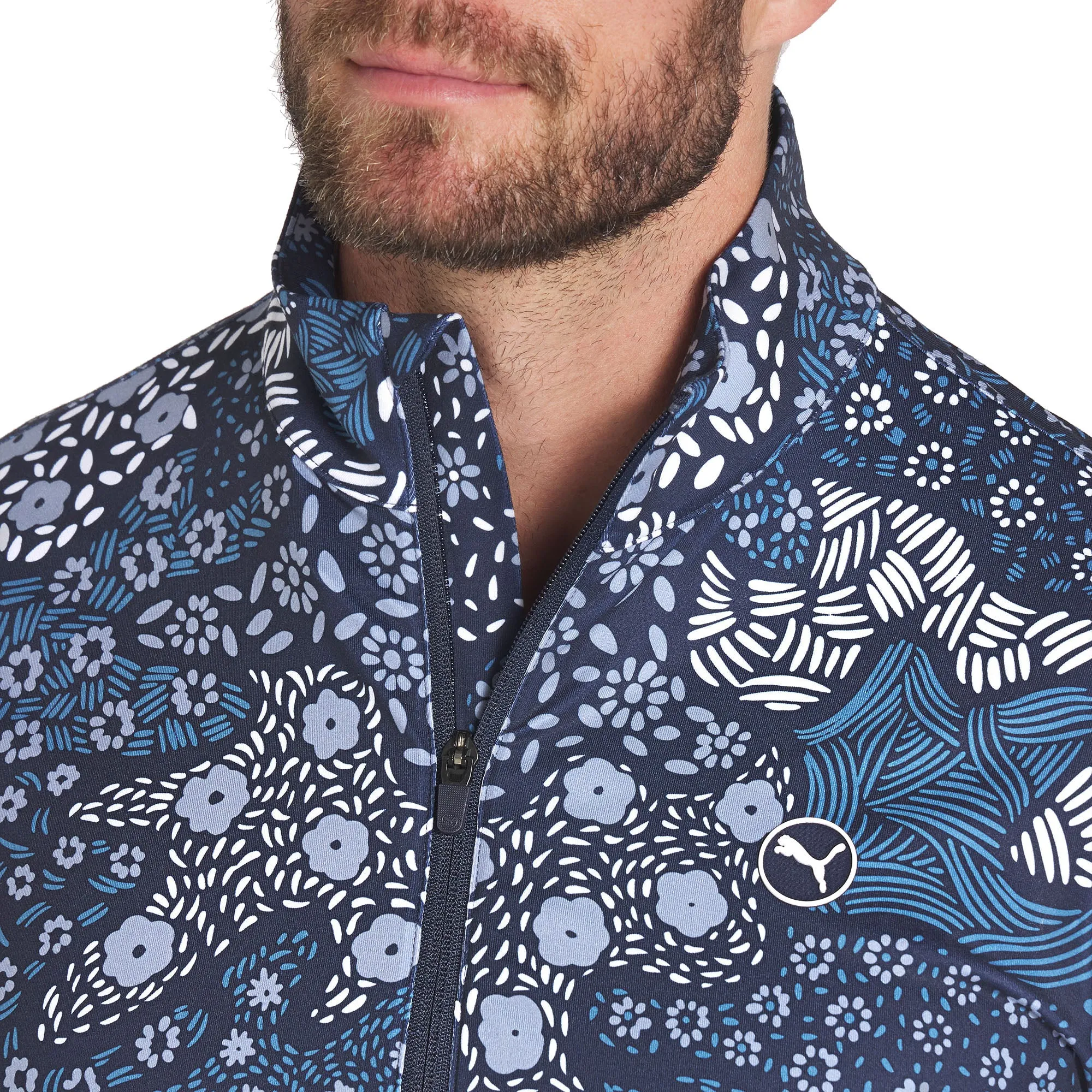 Back To School Sale Puma Cloudspun Bloom Camo 1/4 Zip Sweater - Deep Navy/Filtered Ash