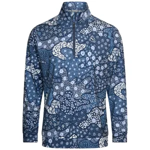 Game-Changer Footwear Hit Your Next Level Puma Cloudspun Bloom Camo 1/4 Zip Sweater - Deep Navy/Filtered Ash