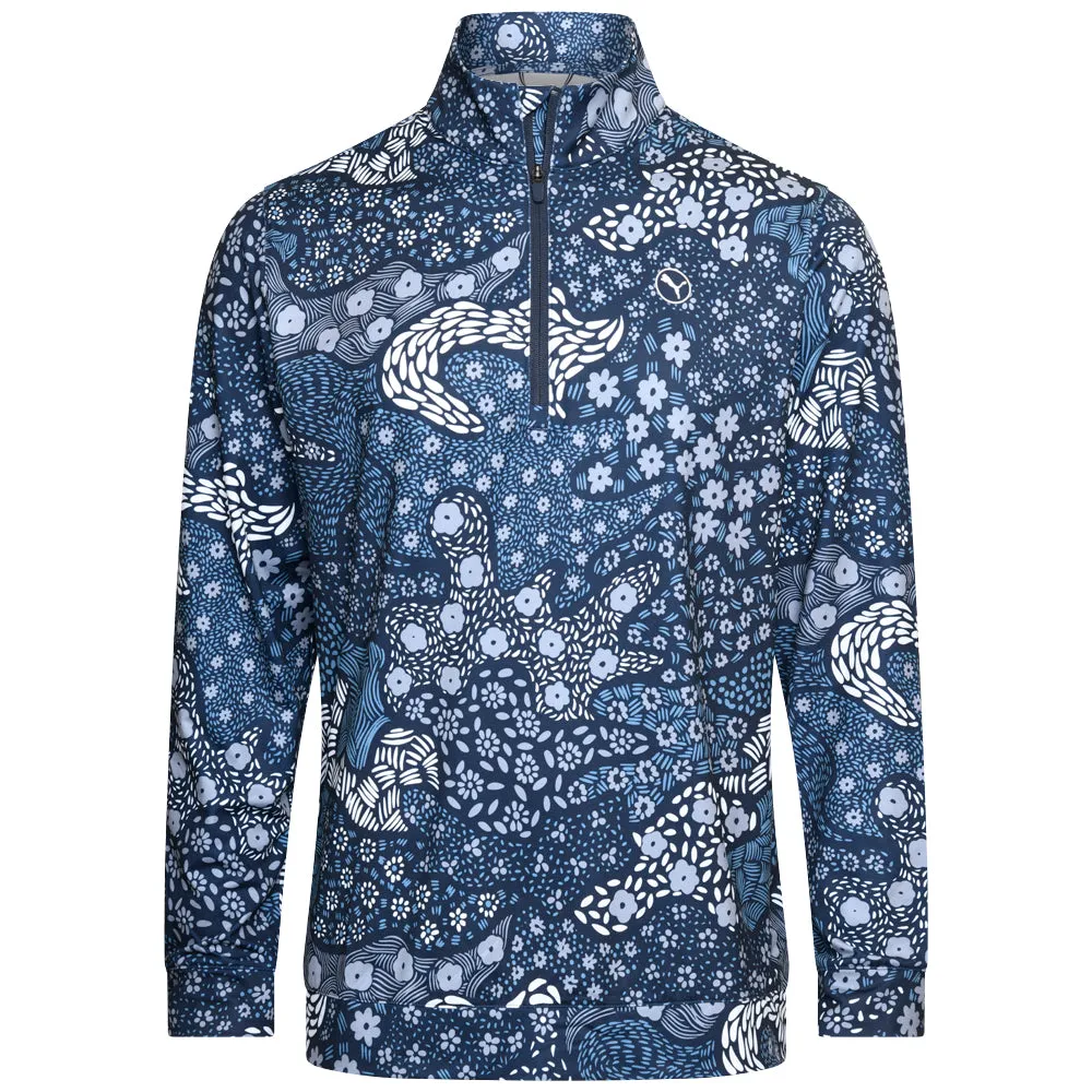 Game-Changer Footwear Hit Your Next Level Puma Cloudspun Bloom Camo 1/4 Zip Sweater - Deep Navy/Filtered Ash