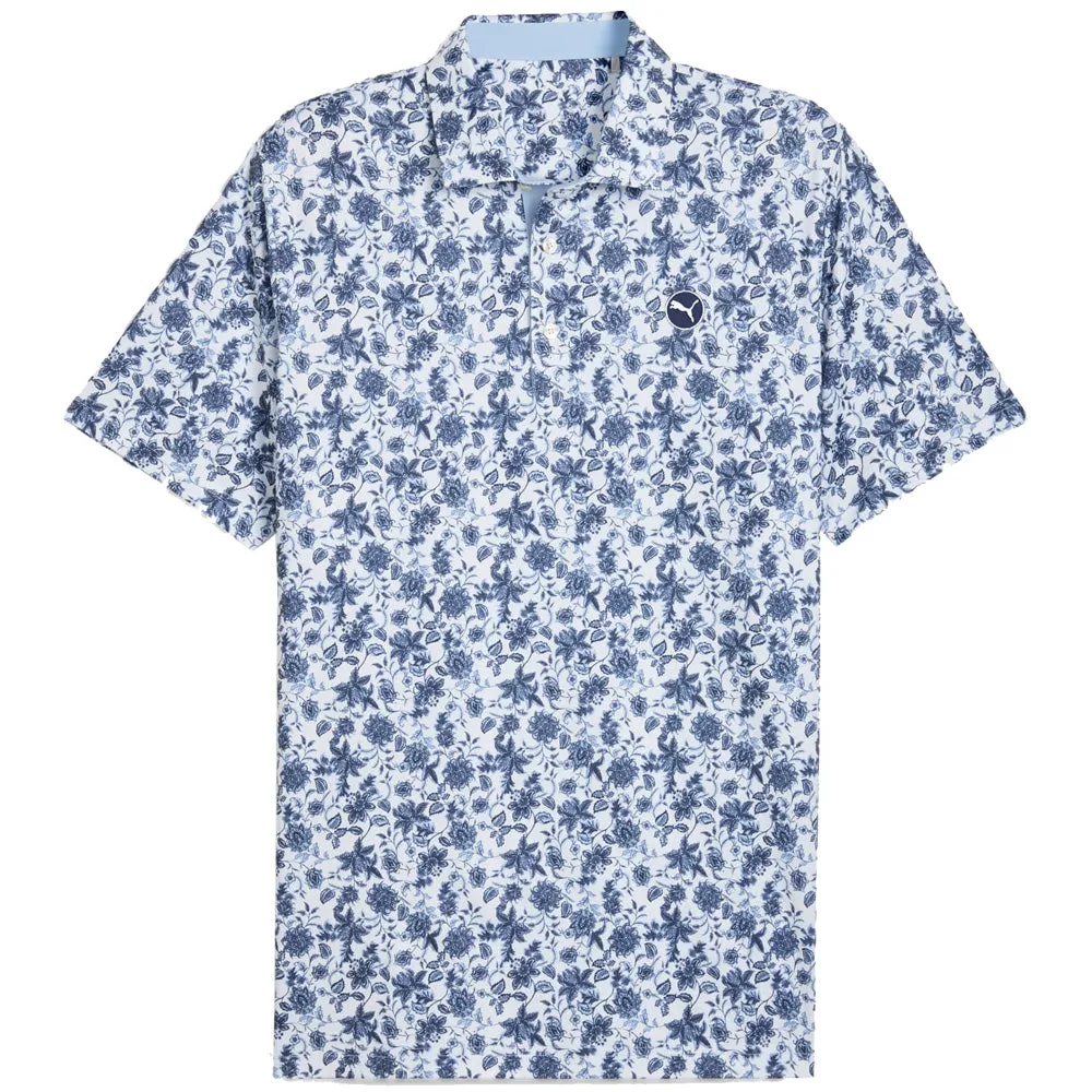 Empower Your Journey Puma Cloudspun Carmela Floral Polo Shirt - White Glow/Haute Tropic