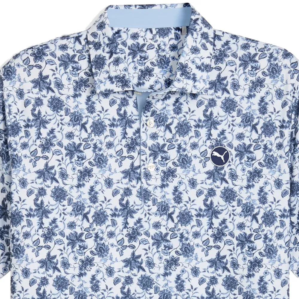 Own Every Step Christmas Day Sale Puma Cloudspun Carmela Floral Polo Shirt - White Glow/Haute Tropic
