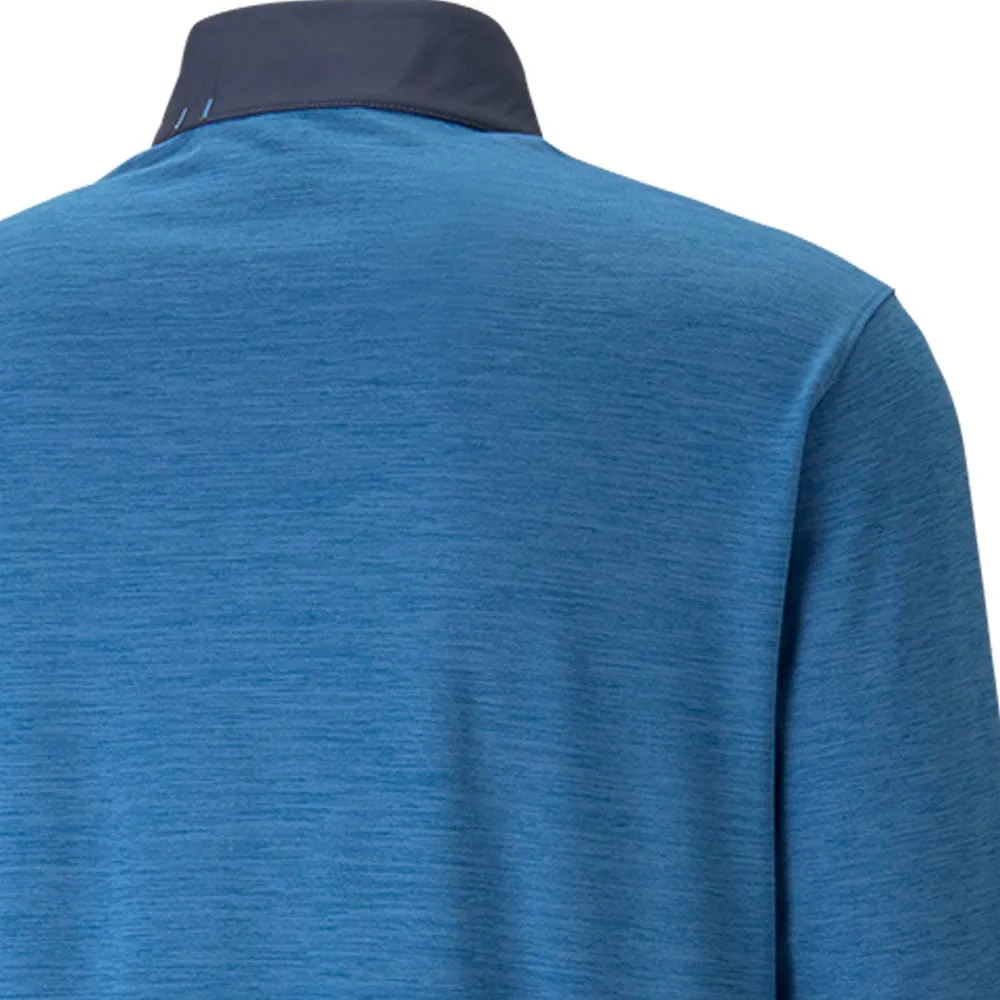 Puma Cloudspun Colour Block 1/4 Zip Pullover - Navy Blazer/Lake Blue Heather Labor Day Sale Own the Vibe
