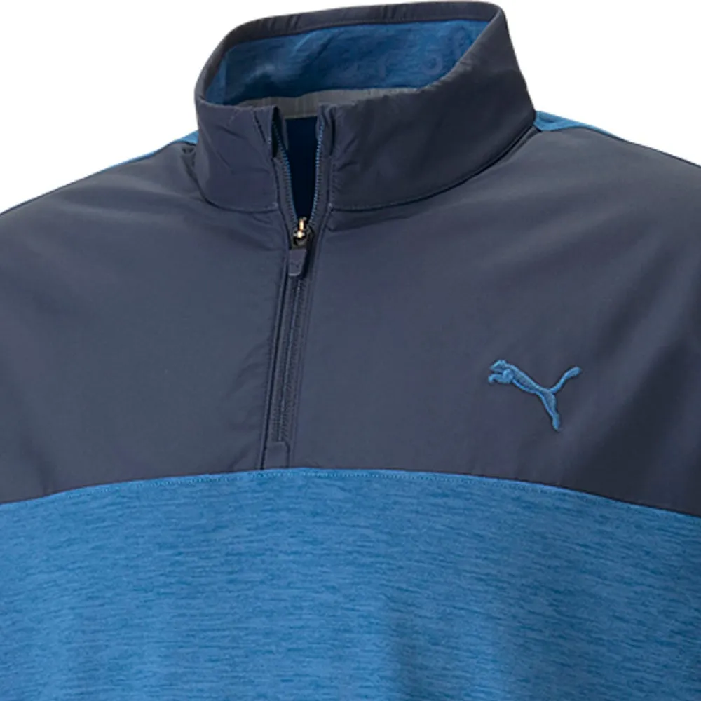 Affordable Feel the Energy Puma Cloudspun Colour Block 1/4 Zip Pullover - Navy Blazer/Lake Blue Heather
