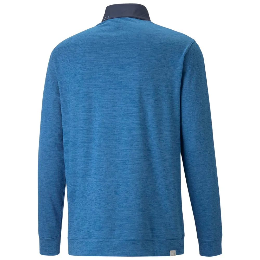 Feel the Energy Footwear for the Fearless Puma Cloudspun Colour Block 1/4 Zip Pullover - Navy Blazer/Lake Blue Heather