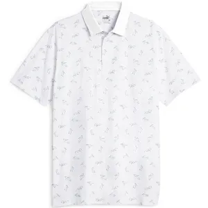 Step Into Strength Puma Cloudspun Echo Polo Shirt - White Glow/Navy Blazer