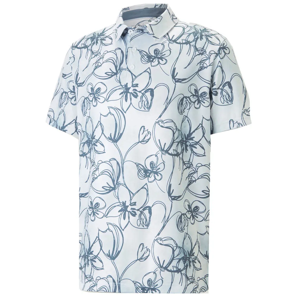 Puma Cloudspun Stems Polo Shirt - White/Blue Steal Own Every Step