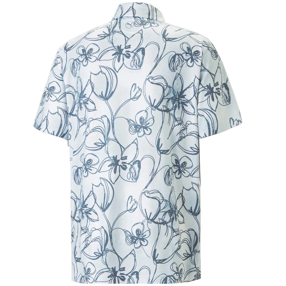 Puma Cloudspun Stems Polo Shirt - White/Blue Make a Statement Economical