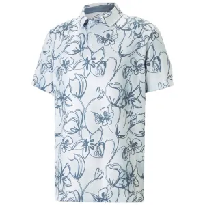 Puma Cloudspun Stems Polo Shirt - White/Blue Steal Own Every Step