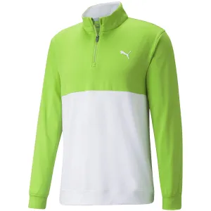 Independence Day Sale Move Beyond Ordinary Puma Gamer Colour Block 1/4 Zip Pullover - Greenery/Bright White