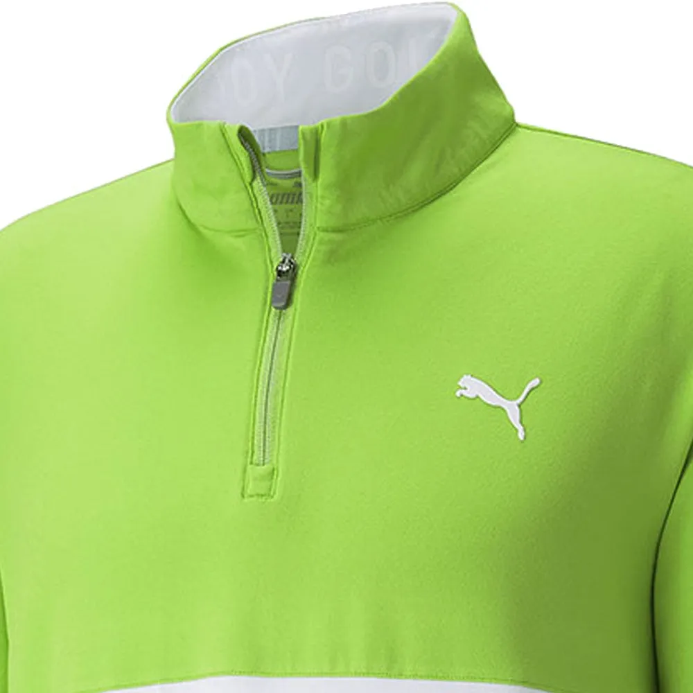 Budget Friendly The Fast Lane Choice Puma Gamer Colour Block 1/4 Zip Pullover - Greenery/Bright White