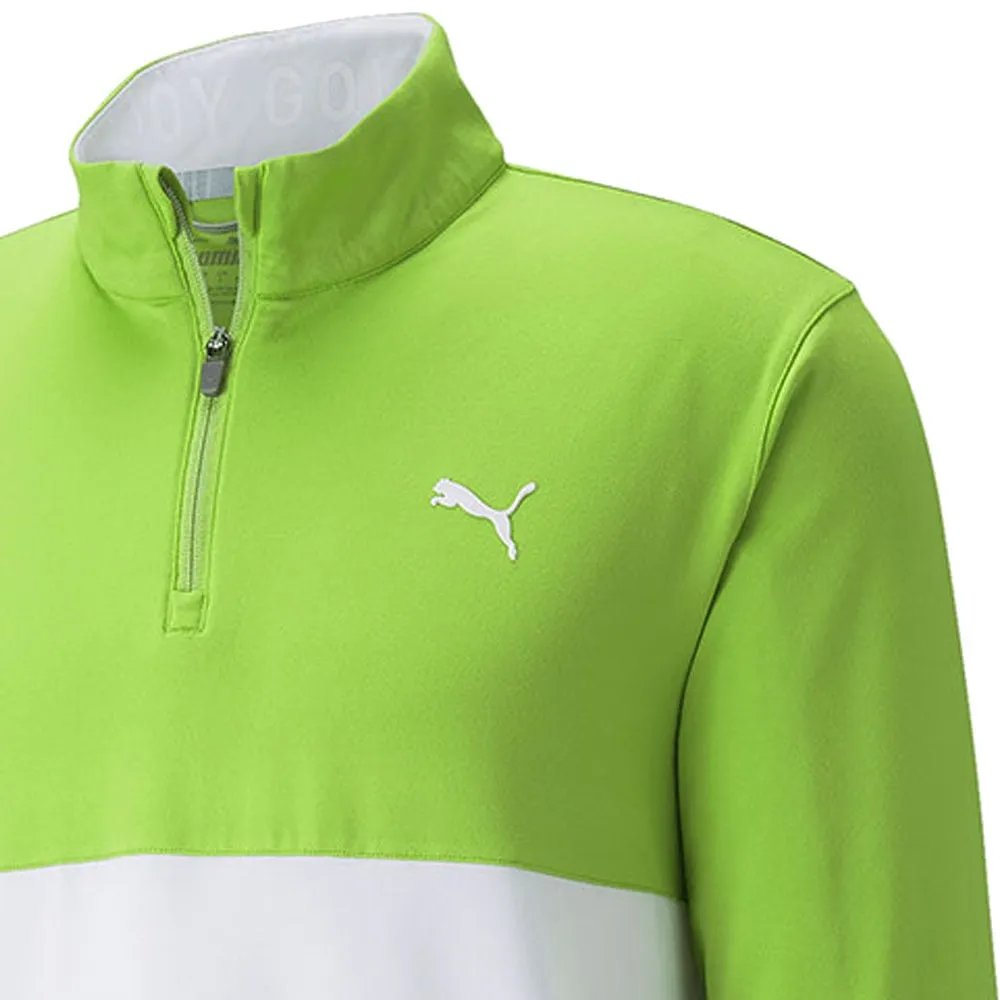 Steal Bring the Heat Puma Gamer Colour Block 1/4 Zip Pullover - Greenery/Bright White