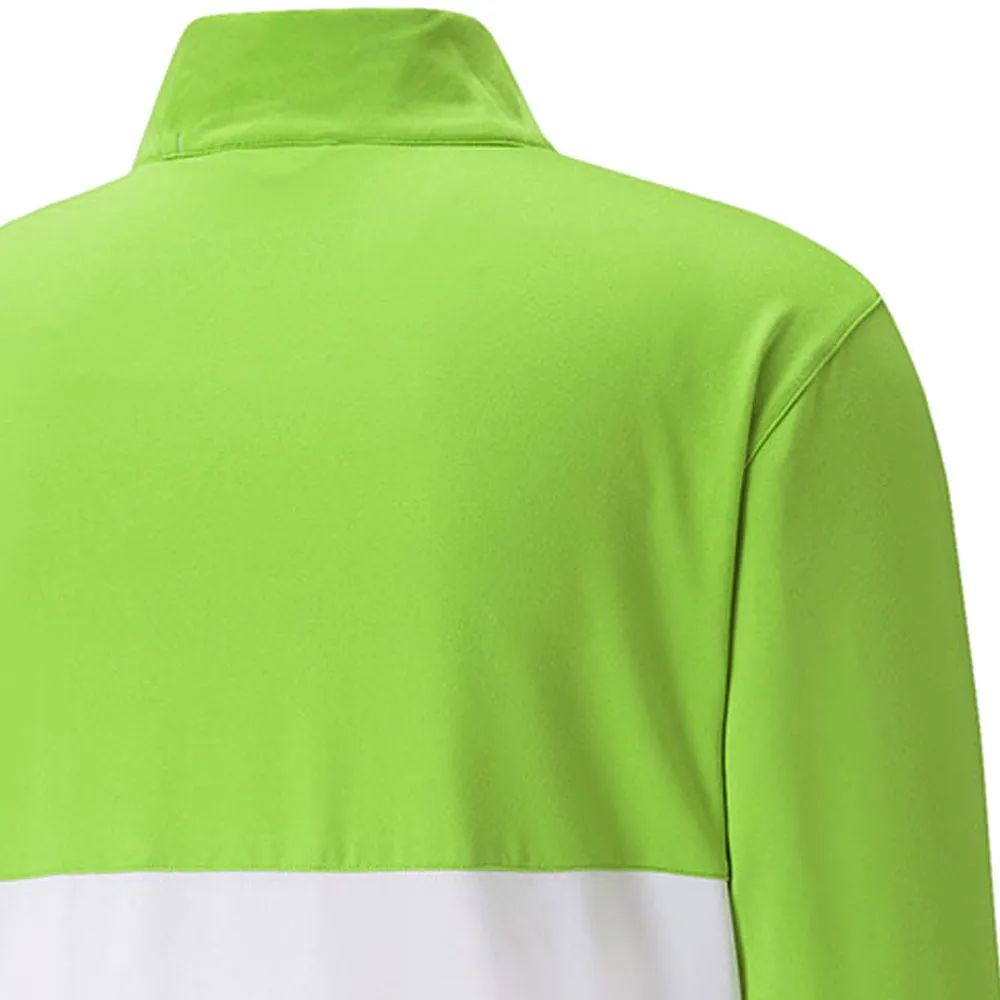 Puma Gamer Colour Block 1/4 Zip Pullover - Greenery/Bright White Big Savings