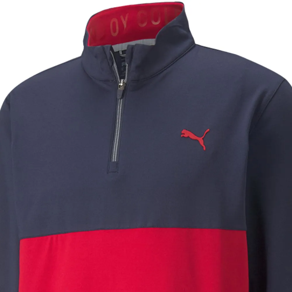 Puma Gamer Colour Block 1/4 Zip Pullover - Navy Blazer/Ski Patrol Affordable