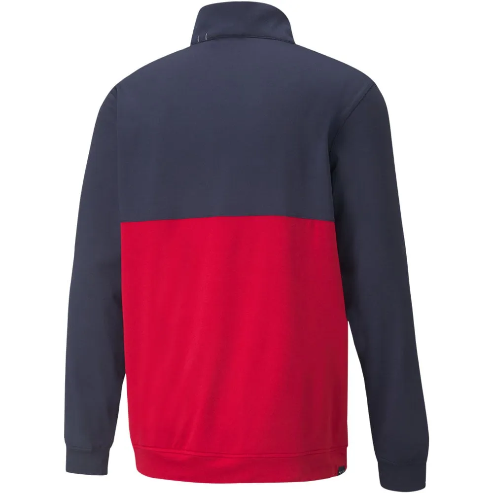 Unapologetically You Puma Gamer Colour Block 1/4 Zip Pullover - Navy Blazer/Ski Patrol