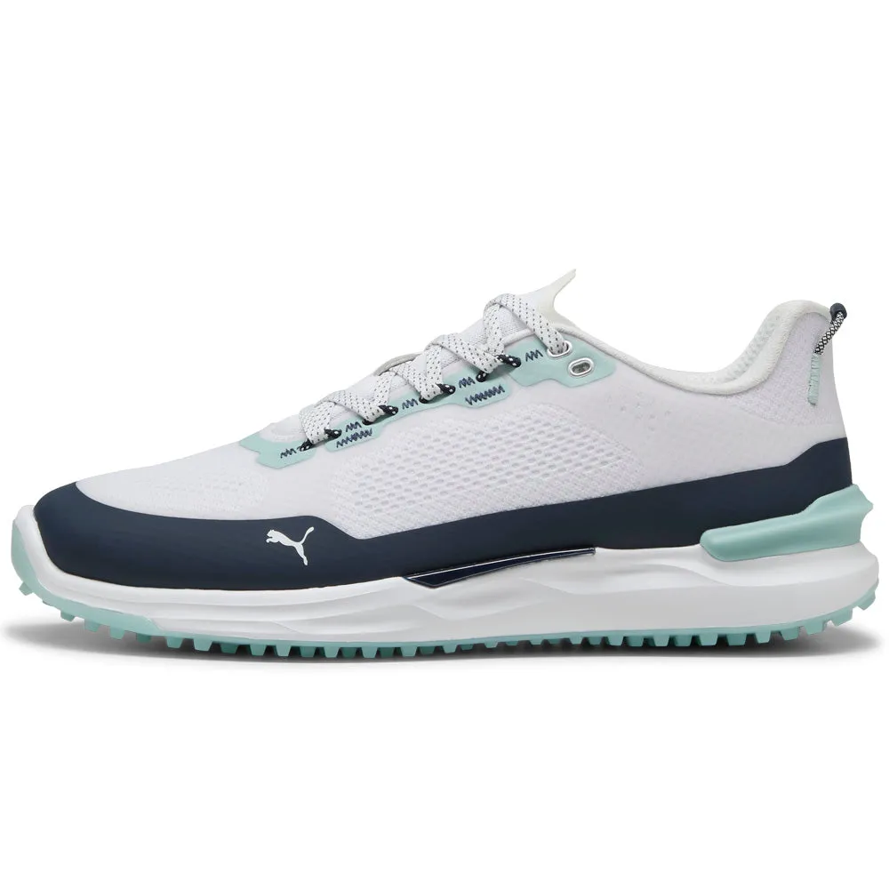 Designed to Dominate Father's Day Sale Puma Ignite Elevate X Spikeless Waterproof Shoes - White/Deep Navy/Modern Mint
