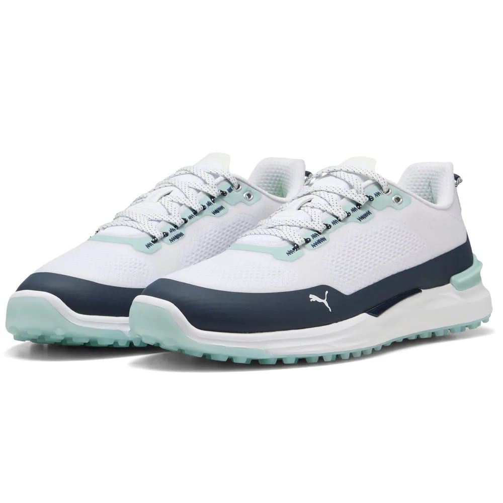 Be Unstoppable Mother's Day Sale Puma Ignite Elevate X Spikeless Waterproof Shoes - White/Deep Navy/Modern Mint