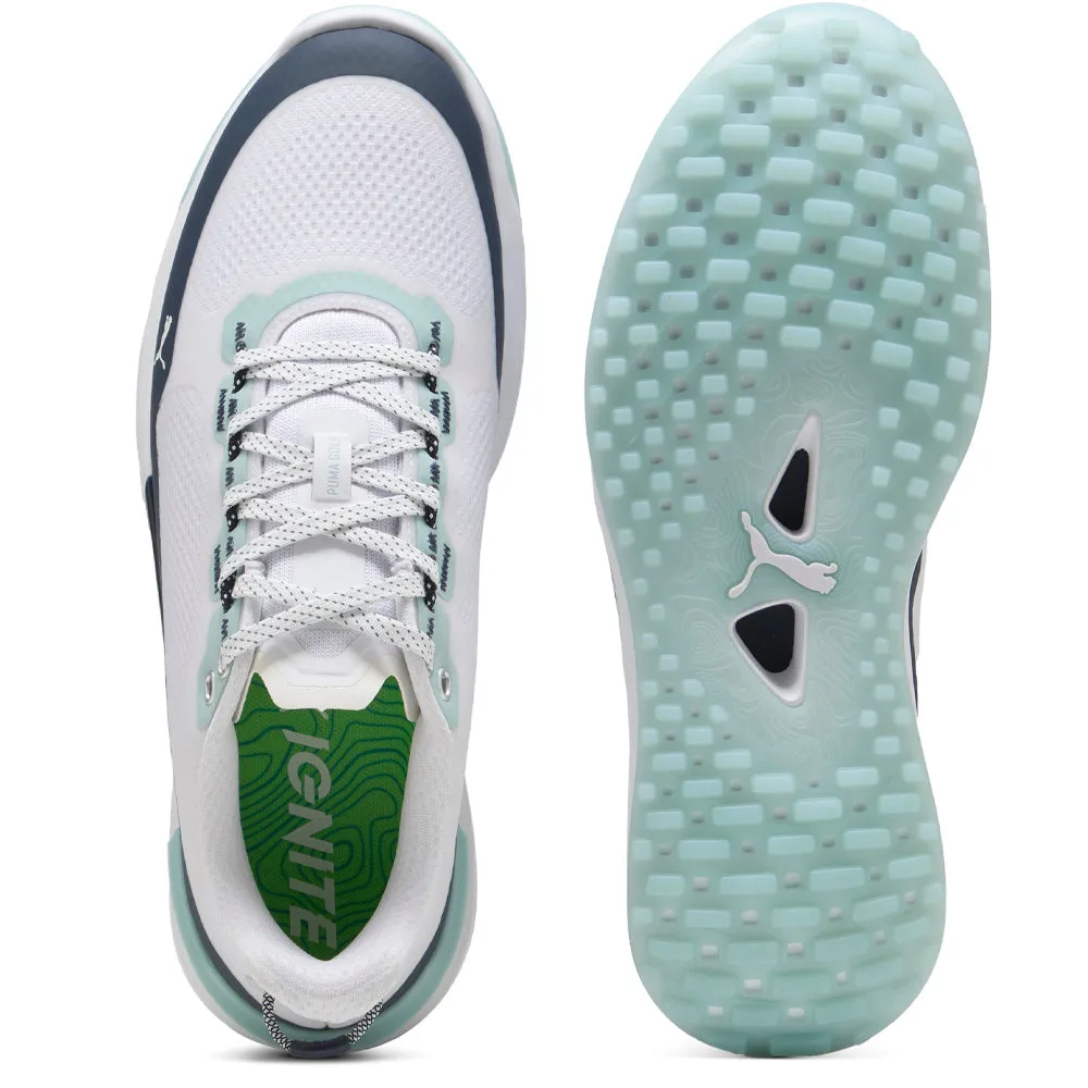 Puma Ignite Elevate X Spikeless Waterproof Shoes - White/Deep Navy/Modern Mint Footwear for the Fearless