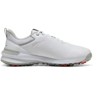 Puma Ignite Innovate Leather Spiked Waterproof Shoes - White/Ash Gray Sweetest Day Sale Deal Of The Century