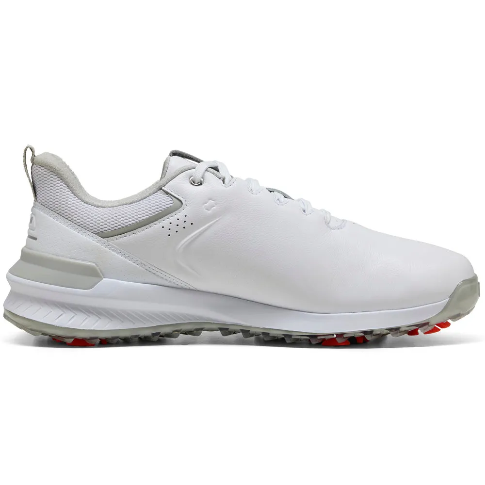 Puma Ignite Innovate Leather Spiked Waterproof Shoes - White/Ash Gray Sweetest Day Sale Deal Of The Century