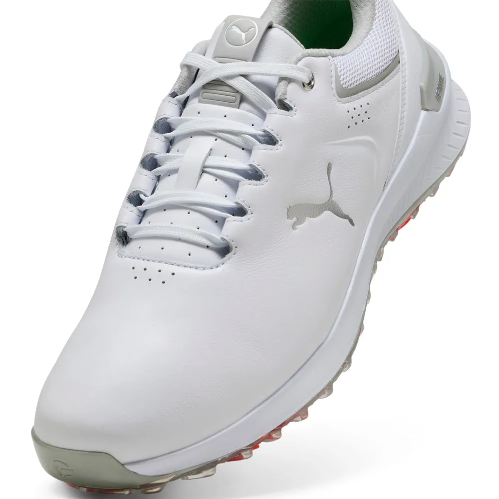 Fuel Your Fire Make a Statement Puma Ignite Innovate Leather Spiked Waterproof Shoes - White/Ash Gray
