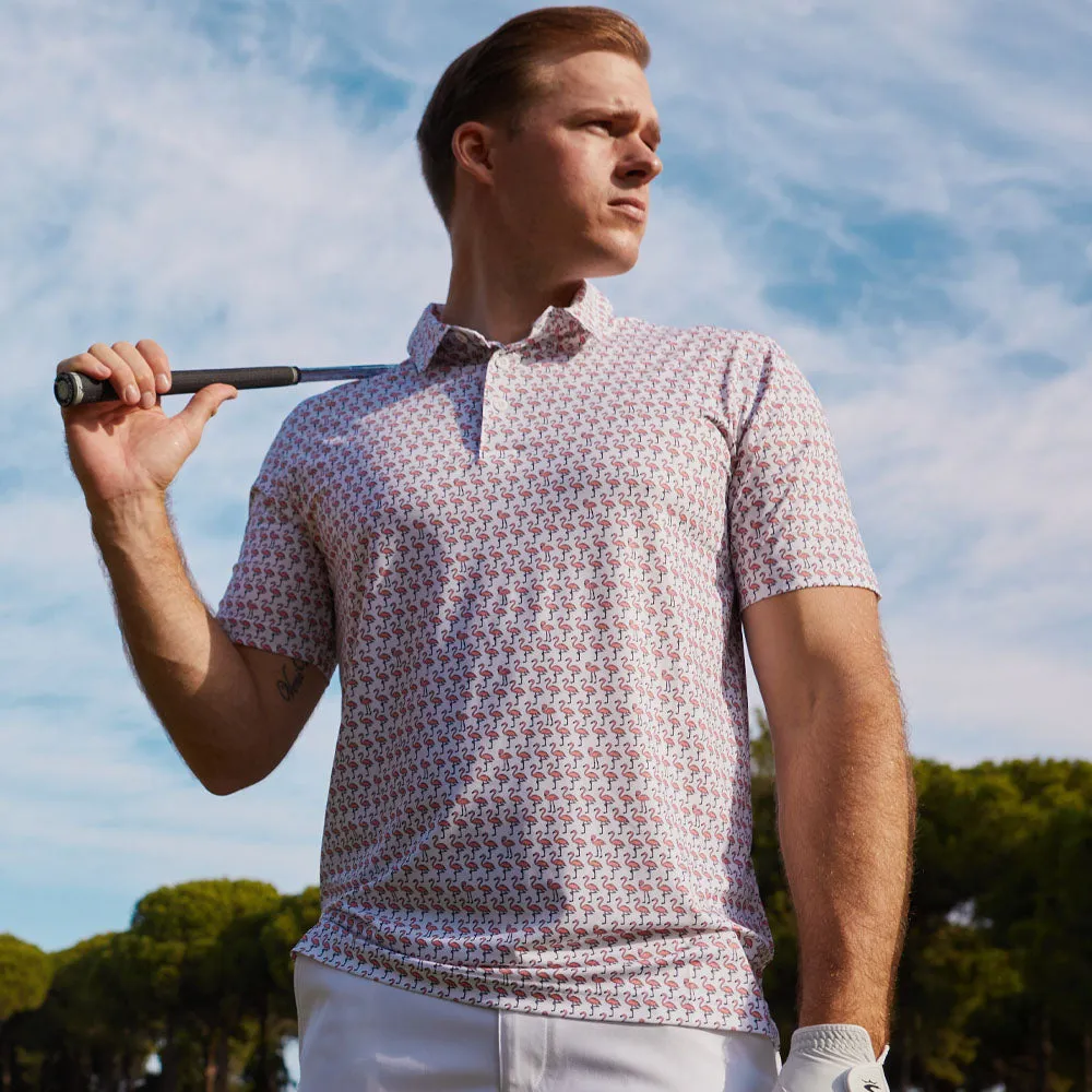 Valentine's Day Sale Puma Mattr Flamingo Polo Shirt - Bright White/Flamingo Pink