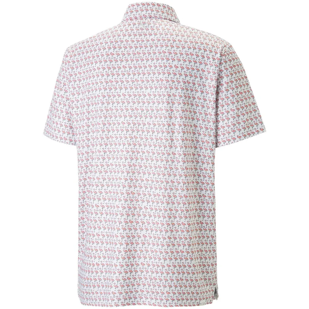 Puma Mattr Flamingo Polo Shirt - Bright White/Flamingo Pink Unleash Your Power Own the Streets