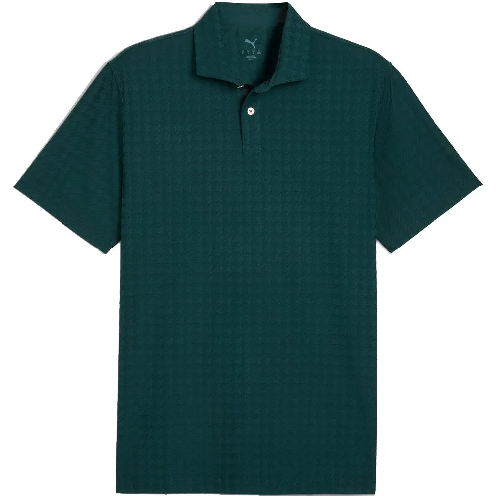 Own the Moment Puma Mattr Houndstooth Polo Shirt - Green Terrain